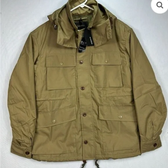 Buck Mason Desert Khaki Storm Stopper Field Coat Jacket Large Hooded NWT - Picture 2 of 8